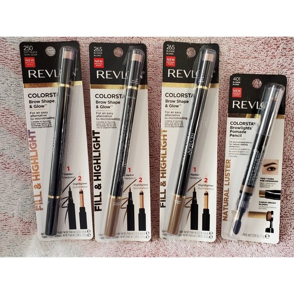 Revlon Colorstay Brow Shape Glow #250 & #265 + Browlights Pomade Pencil #401 Lot - Picture 1 of 8
